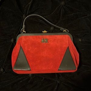 Suede red and black gothic purse handbag by De Mille